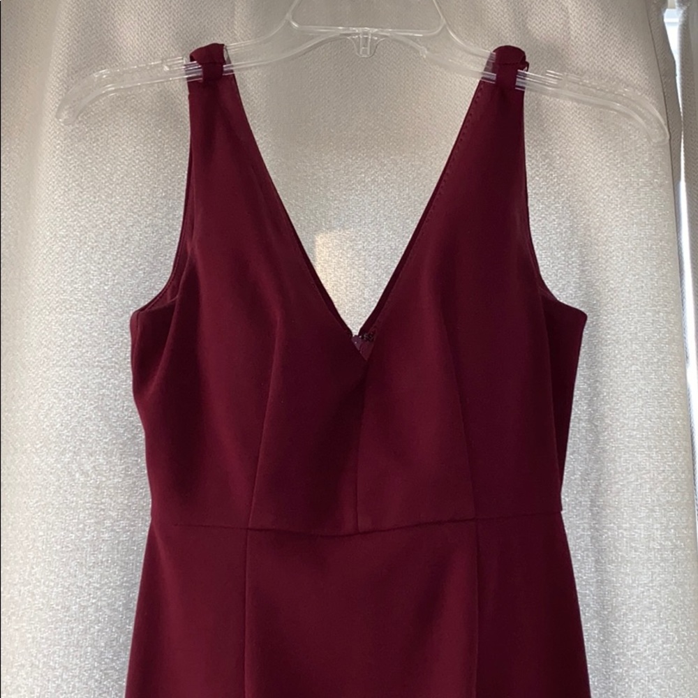 Maroon Prom Dress with V-neck